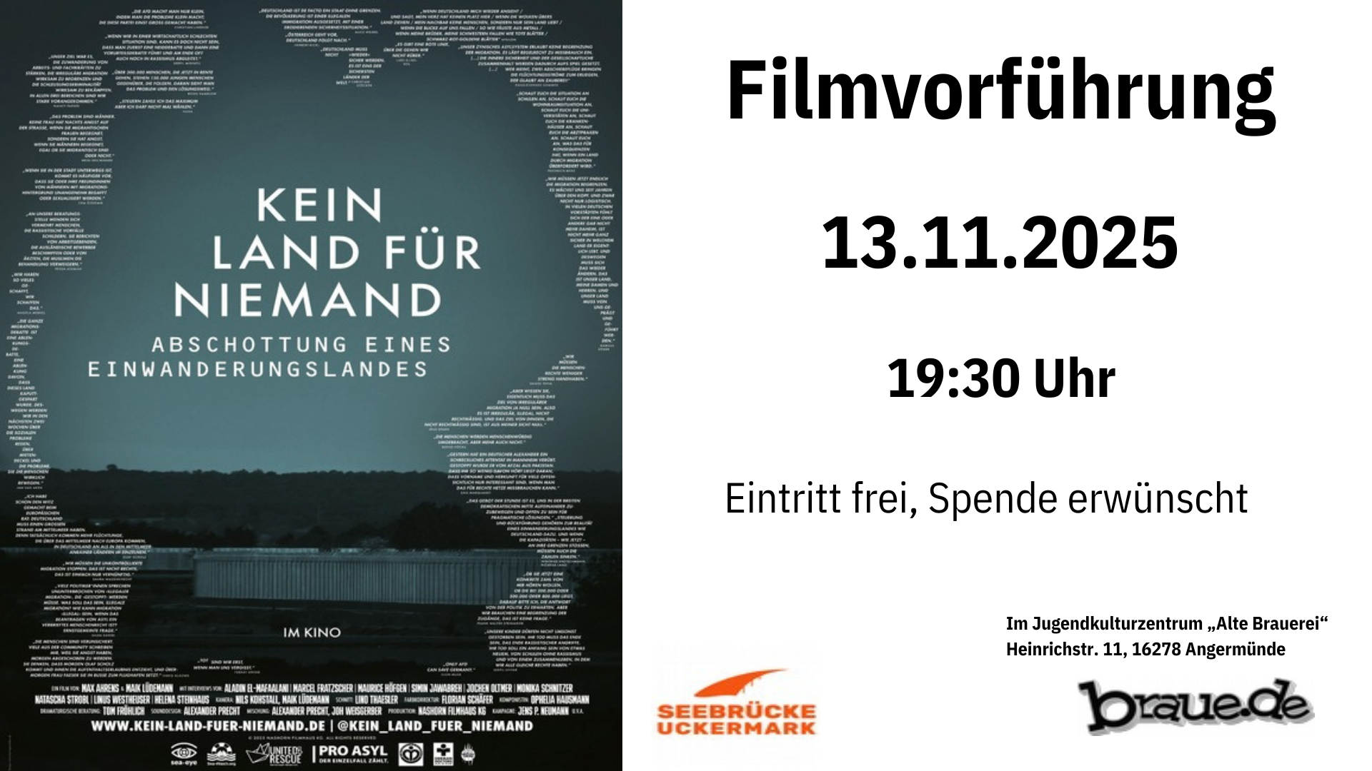 Filmvorführung – Kein Land für Niemand